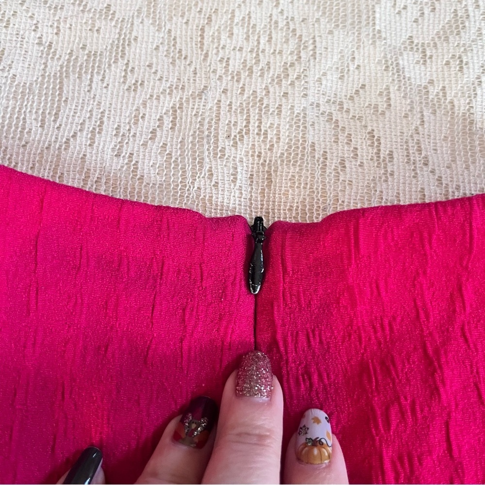 Zara woman textured bell sleeve fuchsia mini dress - Picture 9 of 10